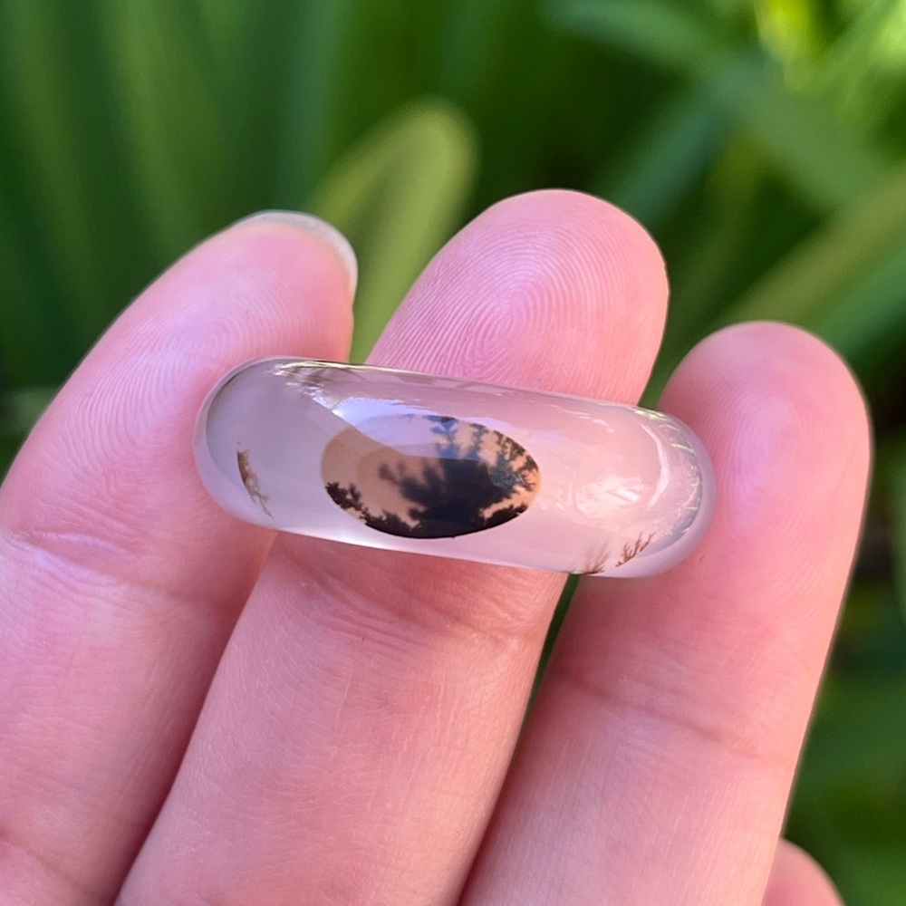Size 8.5 Unique Natural Dendritic Agate Band Ring 0264